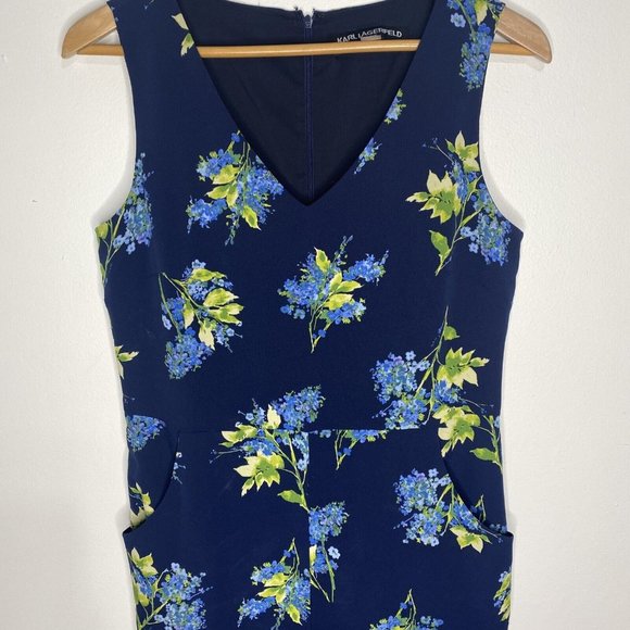 Karl Lagerfeld Paris Womens Blue Floral Jumper Sz 8 Pants Romper One Peice - Picture 2 of 9